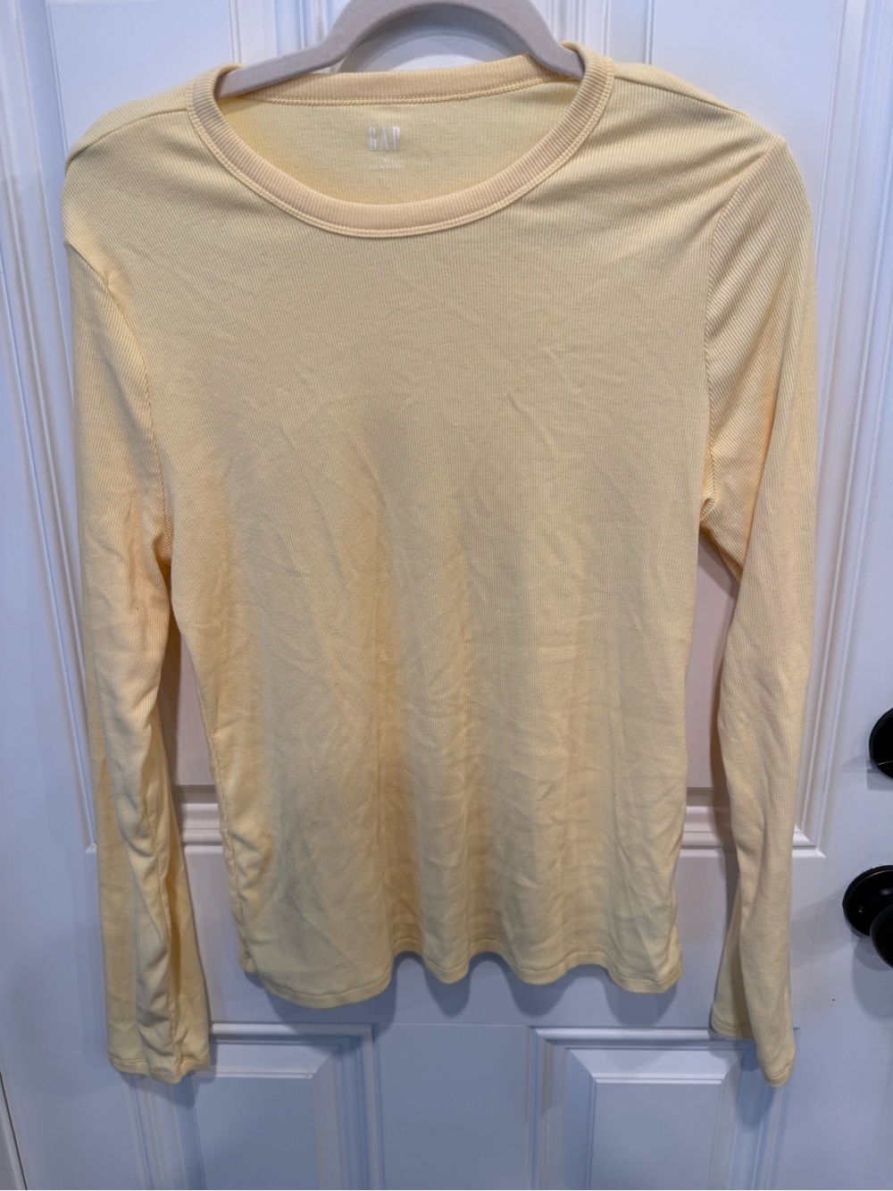 GAP Light Yellow Long-Sleeve Crewneck Top